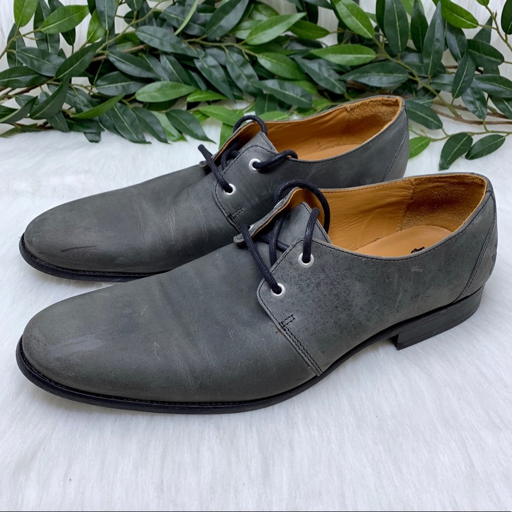 John Fluevog Gray Almond Toe Leather Oxford 11